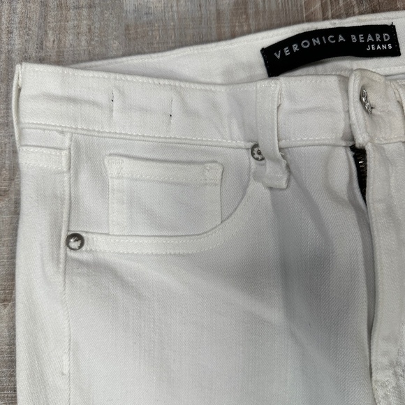 Veronica Beard Kate Crop Denim Jeans White Stretch Skinny Mid-Rise Women Sz 26 - Picture 9 of 13